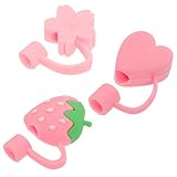 Beatifufu 3 Stück Strohhalm Deckel Auslaufsicherer Trinkhalm Schutz Wiederverwendbar Bpa Frei Niedliches Cartoon Design Passend für Bubble Tea Tumbler und Trinkflaschen Einfach zu Reinigen