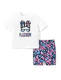 PATPAT Bekleidungssets Mädchen Kleidung Radlerhose Kinder, Kurzarm T-Shirt Top + Sport Radtrikot Leggings Shorts Trainingsanzug Mädchen, Teenager Activewear Party Sommer Geschenk Lila-1 7-8 Jahre