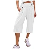 Damen-Leinenhose, bequem, zum Schwimmen, professionelle Kleidung, elastische Taille, Reisen, Sport, Jogger, Anzughose, Pyjama, Yoga, Arbeit, Motorrad, Hose für Damen, weiß, S