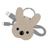 Fulenyi Kabel-Organizer aus Leder, Kabelmanagement, Kabelbinder, niedliche Cartoon-Kabelbinder, USB-Halterung, Kabel-Organizer, Kopfhöreraufbewahrungsriemen