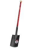 IDEAL Kraftspaten | Stahlrohrstiel 92cm | rot | schlagfestem auswechselbarem Holzknauf | Blattstärke 5mm | vereint Eigenschaften eines Spatens und Einer Brechstange