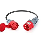 Jadeshay CEE Stromadapter, CEE Adapter 32A Stecker auf 16A Kupplung 5-poliges Starkstrom Adapter 32A auf 16A Kabel 1m 5x2,5mm²