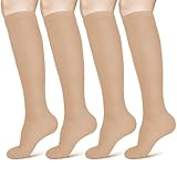 ACWOO Kompressionsstrümpfe für Damen Herren, 2 Paar Stützstrümpfe Medizinisch Kompressionssocken mit 15-20 Mmhg Thrombosestrümpfe, Compression Socks für Laufen, Sport, Flug, Radsport(Hautfarbe L/XL)