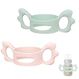 RT 2 Stück Babyflaschen Griffe, Flaschengriff Halter, Baby Flaschengriffe Silikon, Weithals Babyflaschengriffe, Baby Silikon Flaschengriffe für Baby Kleinhand Greifdesign