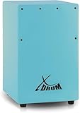 XDrum KC-37B Kinder-Cajon - Kleine Cajon speziell für Kinder - Nur 36 cm hoch - Snare-Effekt durch stimmbare Gitarrensaiten - blau