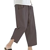 Generisch Sommerliche Leinen Freizeithose für Herren mit Cropped Design lässigem Haremsschnitt atmungsaktiver Baumwollmischung (Grey, XXL)