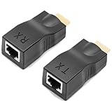 FACAIIO 4K Extender über Cat5e/6 bis zu 30m mit HD-Display und stabilem ABS-Gehäuse Fernnetz, Schwarz