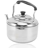 Teekessel für Herd, Teekanne, Teekessel, 5,5 l, großes Fassungsvermögen, Edelstahl, bequemer Griff, Pfeifkessel für Gasherd, Induktionsherd