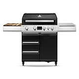 BURNHARD® Grant Upgrade Gasgrill – 4-Brenner BBQ mit Infrarot-Heckbrenner & Seitenkochfeld – Edelstahl-Roste – Modularer Grill mit LED-Display & EasyClean – 20,5 kW