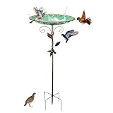 L.StarryIsland Vogeltränke Stehend Groß mit Stabiler 5-Zinken-Basis, 78cm Metall Vintage Vogeltränke Winterfest, Vogelbad Garten Stehend, Wassertränke für Vögel, Vogeltränke Garten für Wildvögel