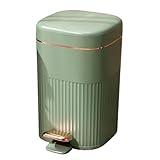 CYairong-22 Schreibtisch-Papierkorb Retro-Mülleimer aus Kunststoff mit Stufenöffnung, 8/10/15 Liter Mülleimer mit Deckel und Druckring for Wohnzimmer, Schlafzimmer, Badezimmer Mülleimer(Green-Gold,S)