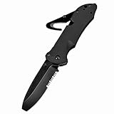 Klappmesser 8' Scharfe Taschenmesser Klein stahl schwarz & G10, Outdoor Edc Messer, Tragbare camping messer, klappbar schneider haken cuttermesser mit glasbrecher, multitool jagdmesser einhandmesser