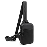 Klein Sling Chest Crossbody Bag,Brusttasche Herren Damen,Mini Schultertasche Verstellbare Schulter, Anti-Diebstahl Wasserfest Umhängetasche für Männer Outdoor-Sportarten Wandern Radfahren Schwarz