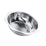Lurrose Multifunktionaler Induktions topf aus Lebensmittelechtem Edelstahl Großer Doppelter Hot Pot Geeignet für Induktionsherd und Gas Antihaftbeschichtet für Familien und Partys
