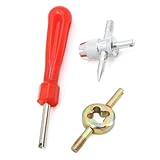 Opatiny Ventilkernentferner Werkzeug für Auto, LKW, Motorrad - 3 in 1 Reifenventilschaftschlüssel Set mit Kunststoffgriff und Stahlschaft, Silber/Rot/Messing