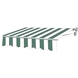 Markisenbespannung Einziehbare Für Terrasse, Ersatz Für Markisenstoff Ohne Rahmen, Markisentuch Wasserabweisend Gestreifte(Green,200x300cm(7x10ft))