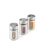 Metaltex Gewürzgläser 3er Set Gewürzstreuer, 100ml, Edelstahl, Glas