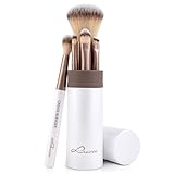 Make-up-Pinsel-Set – 5-teilig + Pinselköcher mit Smart-Halter – LUVIA Daily & Travel Schminkpinsel-Set für Foundation, Puder & Lidschatten – Perfekt für Reisen & unterwegs – Coffee Elegance/Perlmutt
