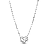 PANDORA Moments Funkelnde Unendlichkeits-Herz Collier-Halskette aus Sterling Silber mit Zirkonia Steinen, Größe 50cm, 392666C01-50