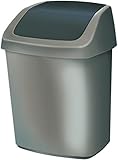 Curver 03985-373-00 Abfallbehälter Swing-Top 15 L, silber/anthrazit
