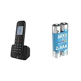 Telekom Sinus 207 Schnurlostelefon Schwarz Grafik-Display Strahlungsarm NEU OVP & ANSMANN Telefon Akku AAA 800 mAh NiMH 1,2 V (2 Stück) - DECT Phone Micro AAA Batterien
