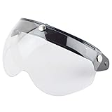 Poxcap Bubble Helm Visier für Universal Retro 3 Snap Vintage Scooter offenes Gesicht und halbe Helme Anti Scratch Universal offenes Gesicht Helm Windschutz Motorrad