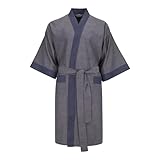 Revise RE-516 Herren Kimono - Morgenmantel - 100% Baumwolle - Grau M/L