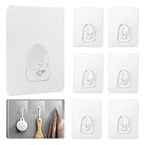 Magische Haken QVC, 6 Stück Selbstklebende Haken Transparent Magischer Haken Wunderhaken Transparent Hook Klebehaken Wiederverwendbar, für Küche, Bad, Türwand, Handtuch, Kleidung, Max 10Kg (6×8Cm)