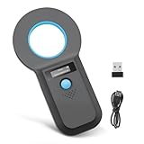 Haustier ID Lesegerät, Bluetooth Chiplesegerät für Tiere, RFID Mikrochip Lesegerät 134,2 kHz 125 kHz mit Helligkeit OLED Anzeige 128 Stück Tag Informationsspeicher, ISO11784/85/HFDX-B/EMID
