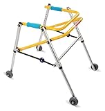 Leichter Gehwagen aus Aluminium for Kinder mit Zerebralparese, Faltbarer Gehwagen mit 4 Rädern und Höhenverstellung, Rehabilitationstrainingsgerät for behinderte Kinder (groß)(Medium)