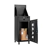 Diebstahlsicherer Paketbriefkasten für den Außenbereich Extra großer, moderner Briefkasten Wasserdicht, wetterfest Vollmetallrahmen Für Veranda, Haus, Bordsteinkante, Schwarz