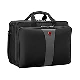 WENGER Legacy 17 Laptop-Tasche zum Umhängen, Notebook bis 17 Zoll, Aktentasche, Organizer, 26 l, Damen Herren, Büro Business-Reisen Uni, Schwarz/Grau, 600655