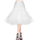 AYBUY Petticoat Retro Reifrock, 50er Jahre Vintage tüllroc, Damen Unterrock Kurz Tüll-Unterrock Ballettrock für Wedding Bridal Abschlussball Abend Rockabilly, Weiß (XL)