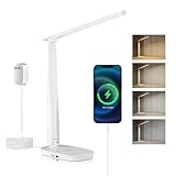 Honeywell Schreibtischlampe mit USB-Ladeanschluss – Sunturalux™ H2 dimmbare, augenschonende LED Tischlampe für Erwachsene, faltbare, tragbare Tischlampe für das Homeoffice, Schlafzimmer, Lesen, Weiß