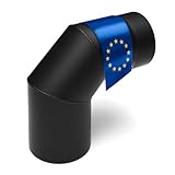 raik Rauchrohrbogen 3-teilig 150 mm 90° einseitig gezogen Schwarz aus Stahl 2 mm Wandstärke Made in EU temperaturbeständig bis 600 °C für sichere Verbindung zwischen Kamin und Schornstein