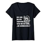 Damen Ich lese bis ich verwese Leseknochen Wortspiel Pun Booknerd T-Shirt mit V-Ausschnitt