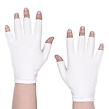 2 Paar Weiß Feuchtigkeitsspendende Handschuhe, Baumwollhandschuhe für Trockene Hände Beim Schlafen, Fingerlose Feuchtigkeitshandschuhe für Erwachsene, Halbfinger-Touchscreen zum Schlafen, Spa