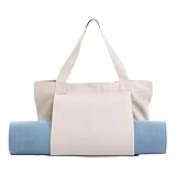 Zimoer Sporttasche Damen Yogatasche Groß Leinen Tragetasche für Yogamatten Yoga-Zubehör Aufbewahrungstasche für Yogamatte Fitnesstasche Gym Tasche Trainingstasche für Sport Reise Yoga (Beige)