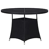 Wenjingqi-43921 Gartentisch, 110 x 74 cm, Polyrattan, Schwarz