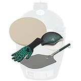 Big Green Egg Pizza Set mit Pizzastein, Pizza Cutter, Grill Handschuh und Pizzaschaufel [Original Big Green Egg Zubehör] Set mit 4 Bestandteilen