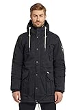 khujo Herren Mantel Polaris Lange Winterjacke Teddyfell in der Kapuze Steppfutter