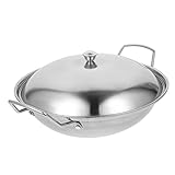 TOGEVAL Hot Pot mit Deckel Extra Dicker Korrosionsbeständiger Haushaltstopf für Küche und Outdoor Vielseitiger Bar Dry Pot für Meeresfrüchte und Rindfleisch Praktischer Kochtopf