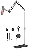 Mikrofon-Bodenständer für Blue Yeti, Nano, Snowball, HyperX, Razer, Logitech USB und Kondensatormikrofon, verstellbarer Galgenarmständer mit 1/4-Zoll-Gewinde und 3/8-Zoll-Adapter, Pop-Filter