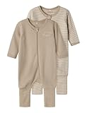 NAME IT Baby-Unisex NBNNIGHTSUIT 2P Zip FF Y/D CORE 2 NOOS Schlafanzug, Pure Cashmere, 86 (2er Pack)