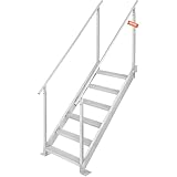 VEVOR 6-stufige Badeleiter mit Zwei Handläufen Bootsleiter 800x1850x2092mm Poolleiter aus Aluminiumlegierung Treppenleiter 250kg Tragfähigkeit 10cm Pedale Ideal für Häfen Boot Schwimmbäder