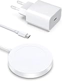 Mag-Safe Ladegerät Wireless Charger für iPhone: Magnet Ladestation Induktive kabellos Ladepad Kompatibel mit iPhone 16 15 14 13 12 und Air-Pods 3 2 Pro mit 20W Schnelles Adapter