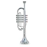 Bontempi 32 4231 Trompete mit 4 farbigen Tasten/Noten, Silber