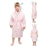 Twinzen Kinderbademantel Einhorn Junge und Mädchen - 100% Baumwolle OEKO-TEX® - 5-6 Jahre