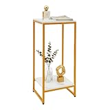 TFGXUE Blumenständer Pflanzenständer Metall, Deko Wohnzimmer Folie mit Marmormuster, 2 Ebenen Pflanzenregal, Deko Regal, Blumensäule für Terrasse, Garten, Balkon, Wohnzimmer