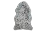 LIFA LIVING Schaffell Echt Ökologisch Gegerbt, Echtfell Teppich für Stuhl und Couch, Schaffell Bio Grau, Teppich Schaffell Groß, 100x70 cmm 100% Wolle